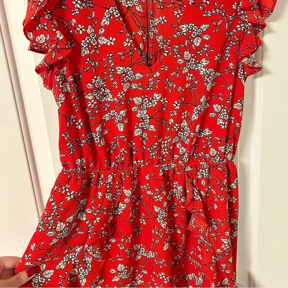 Red Floral Ruffle Dress - Picture 4 of 4